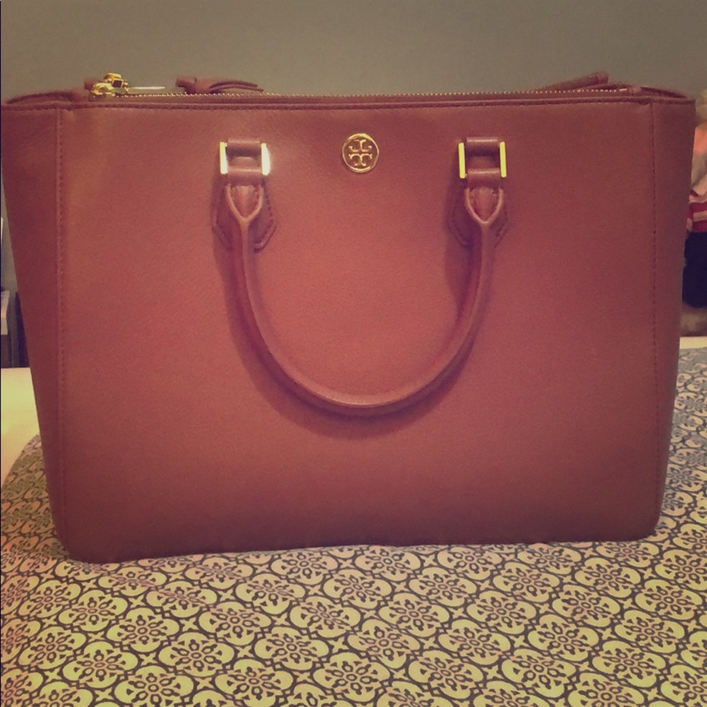 Tory Burch Landon Multi Mauve Pink Pebbled Leather